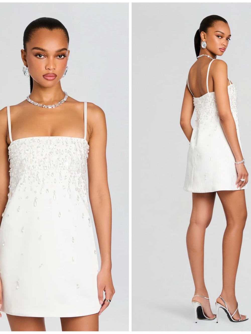 NWT Retrofete Cornelia Crystal Embellished White Mini Short Dress Sz XL - Picture 2 of 11